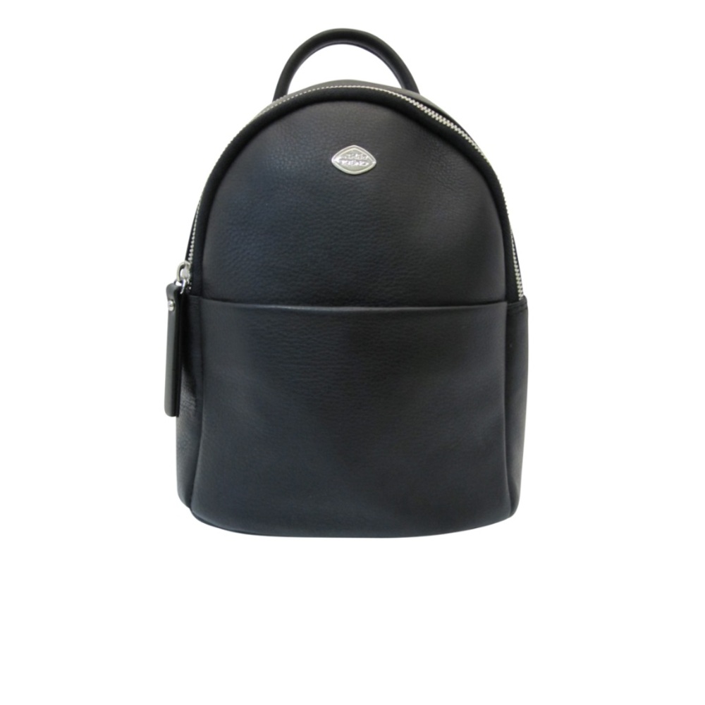 Black Minimalist Leather Backpack with Dome Shape